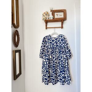 Hanna Andersson blue petals pattern flannel dress - size 12